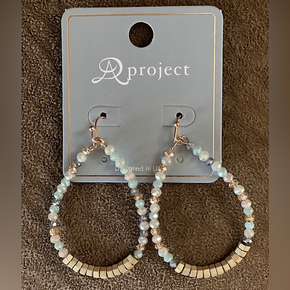 Gold Hoop Earrings (with pretty beads)— AD Project - Picture 3 of 7
